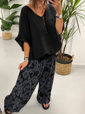 Ali Baba Slouch Pants - Black Swirl