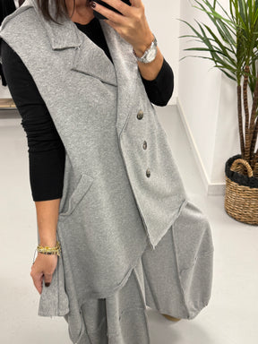The Deluxe Weekend Collection Deluxe Asymmetric Wasitcoat  - Marl Grey