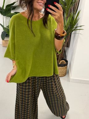 Gracie Crop Sleeve Knit - Olive
