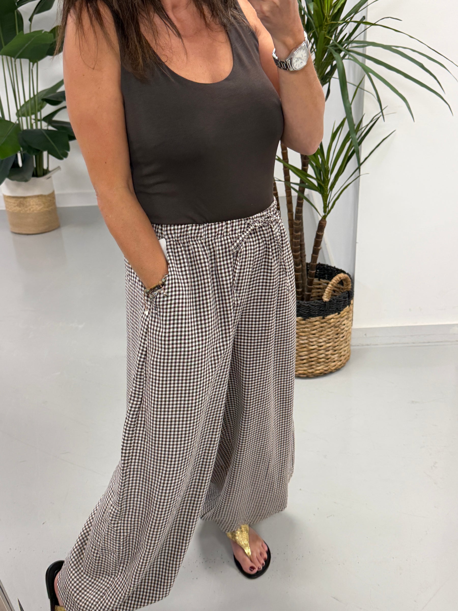 The Vichy Gingham Balloon Balloon Trouser - Chocolate