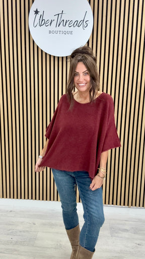 Gracie Crop Sleeve Knit - Mulberry