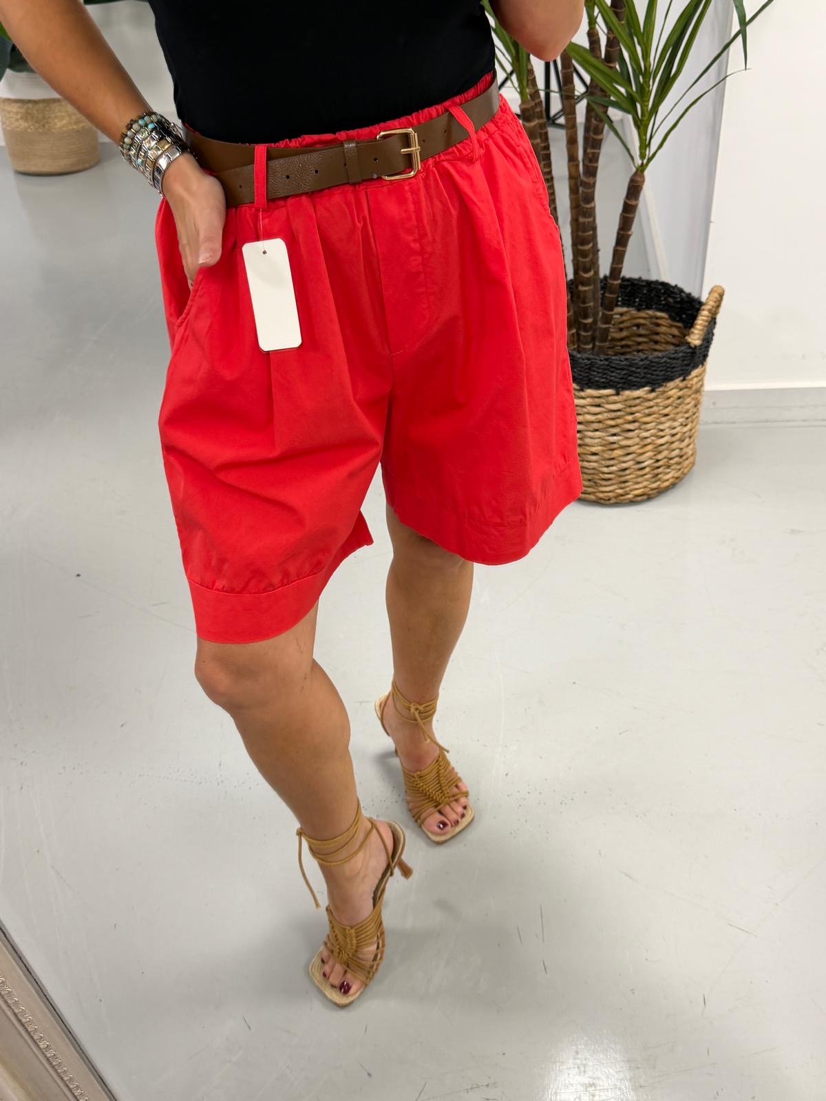 Belted Magic Shorts - Red