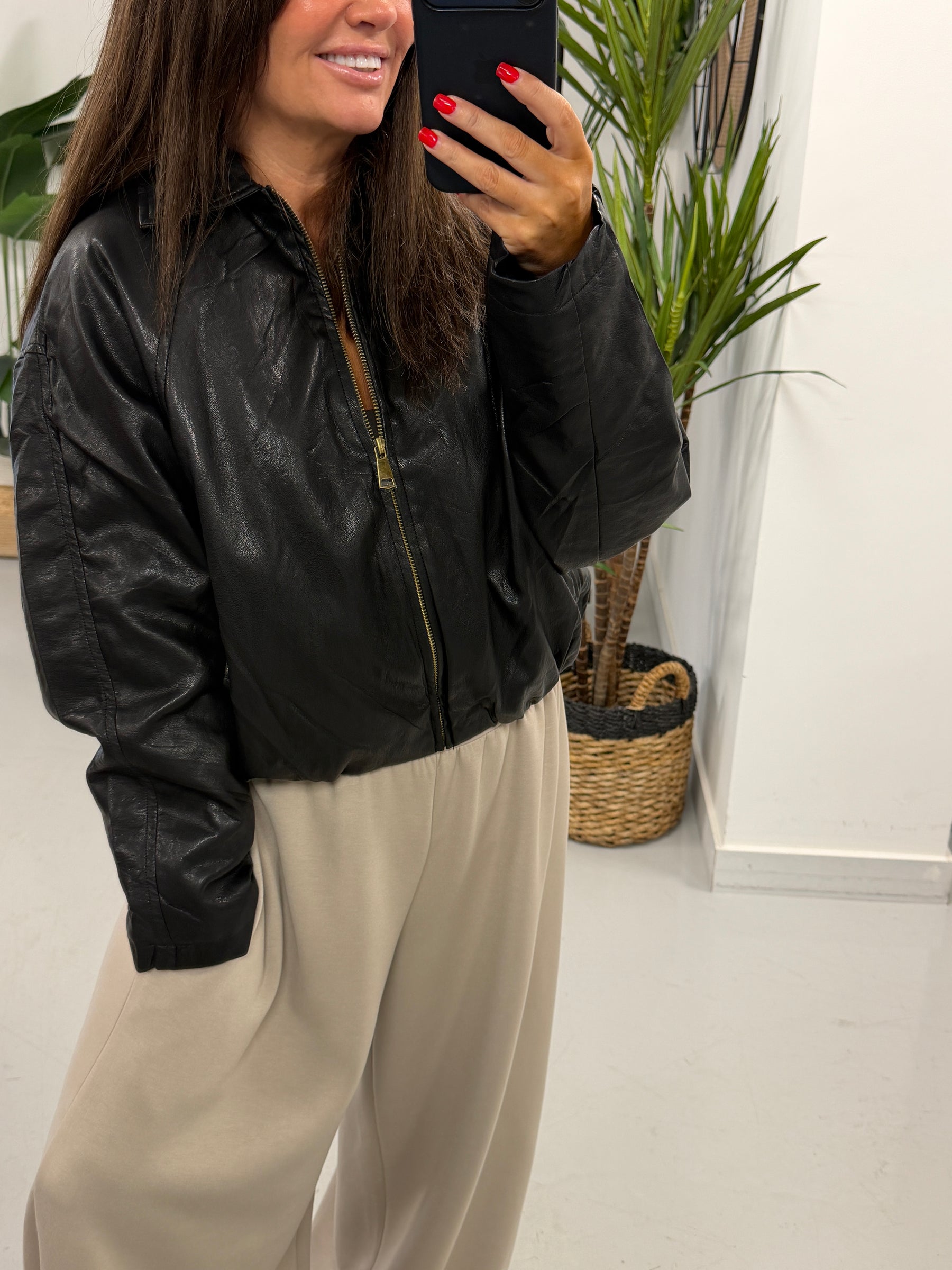 The Butter Soft Faux Leather  Bomber - Black