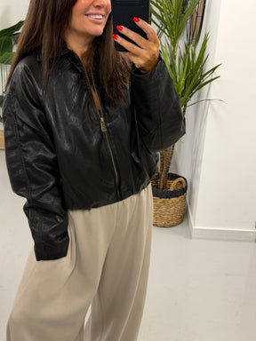 The Butter Soft Faux Leather  Bomber - Black