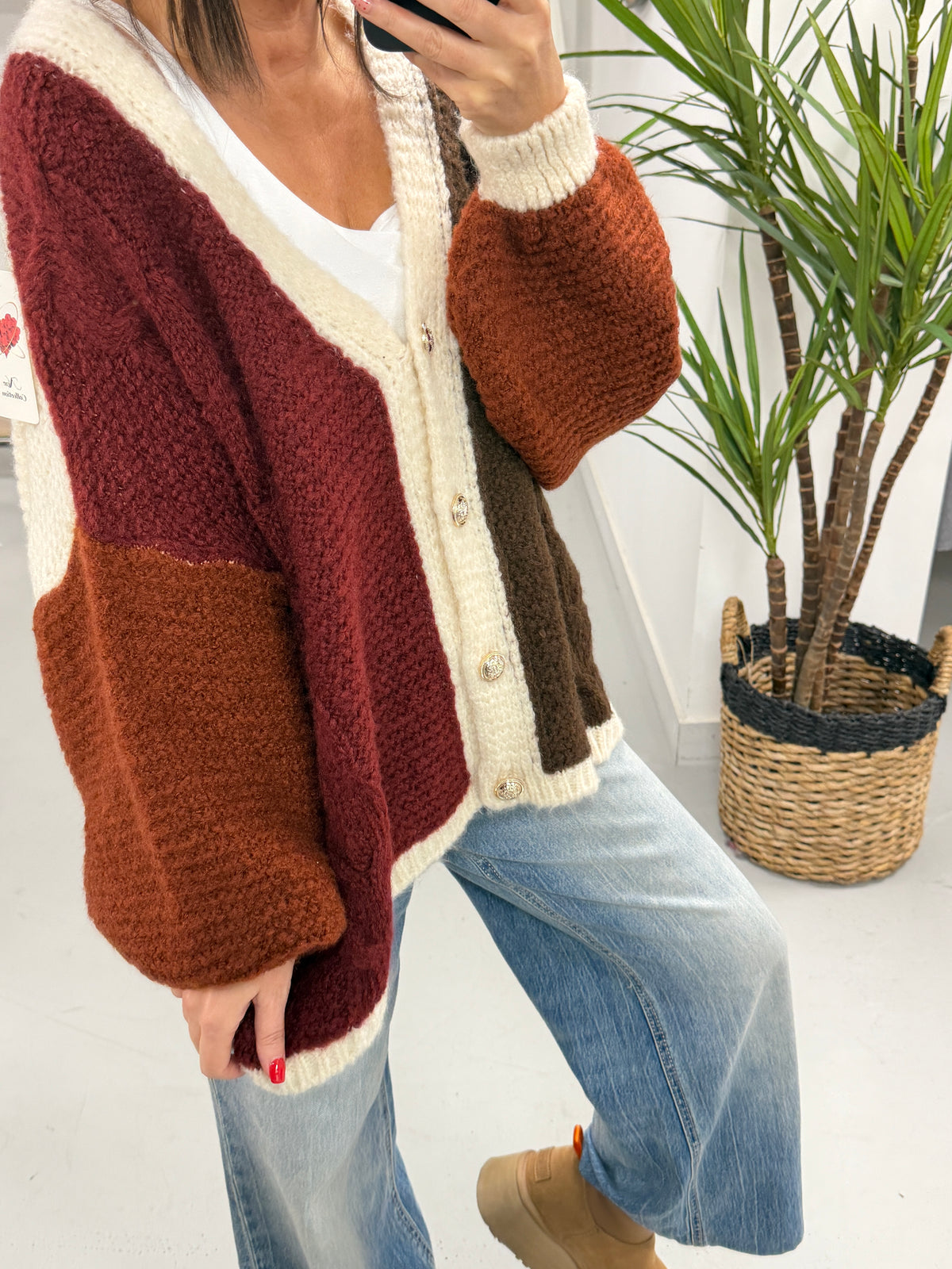 **SALE** The Multi Panel Cardigan - Wine / Chocolate