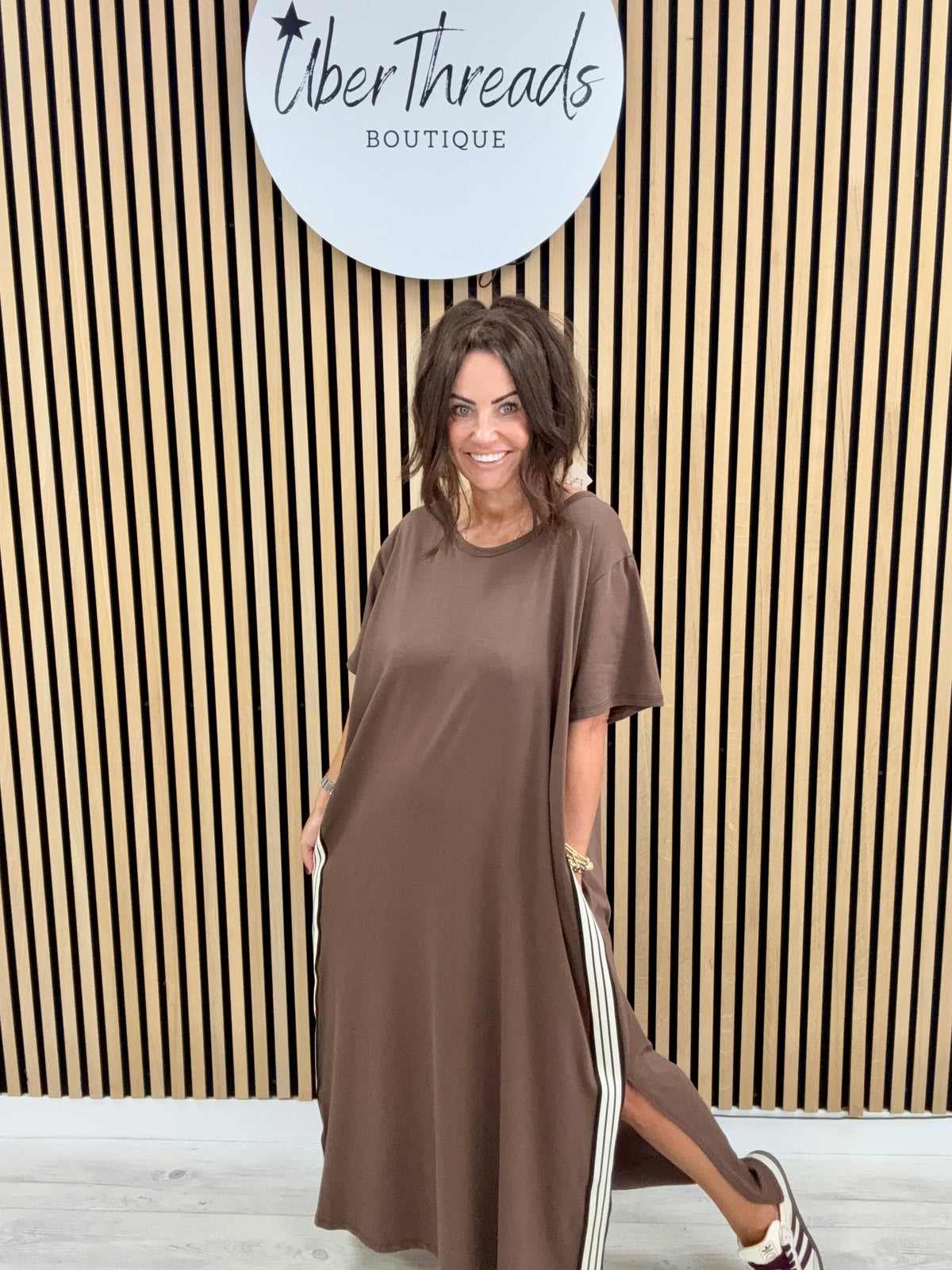 The Autumn Stripe Dress - Chocolate
