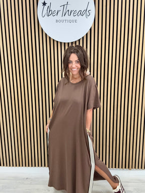 The Autumn Stripe Dress - Chocolate