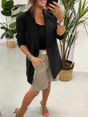 Belted Button Shorts - Mocha