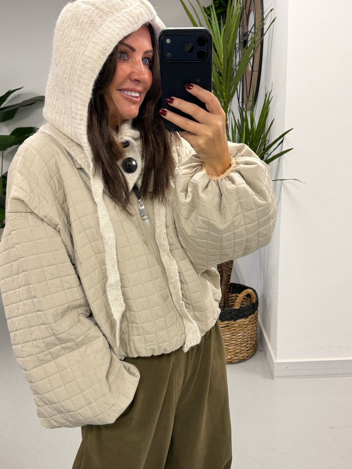 Ladies Button Snood - Cream