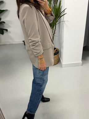 Ruched Sleeve Blazer - Taupe (Std sizes)