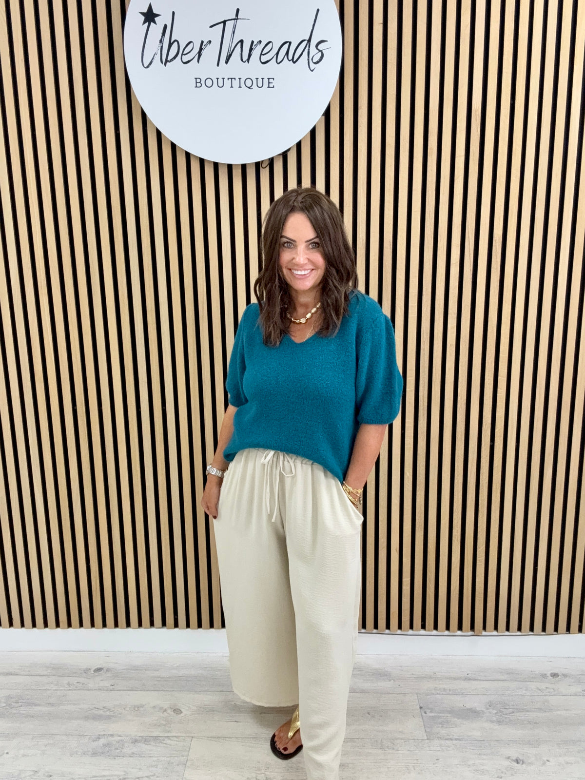 The Cropped Soft Knit - Teal