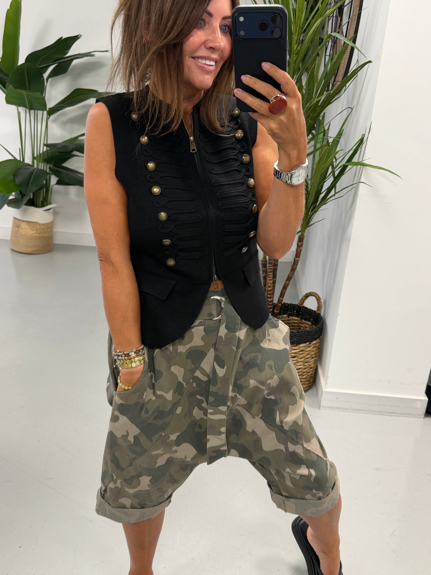 Drop Crotch Quirky Camo Shorts