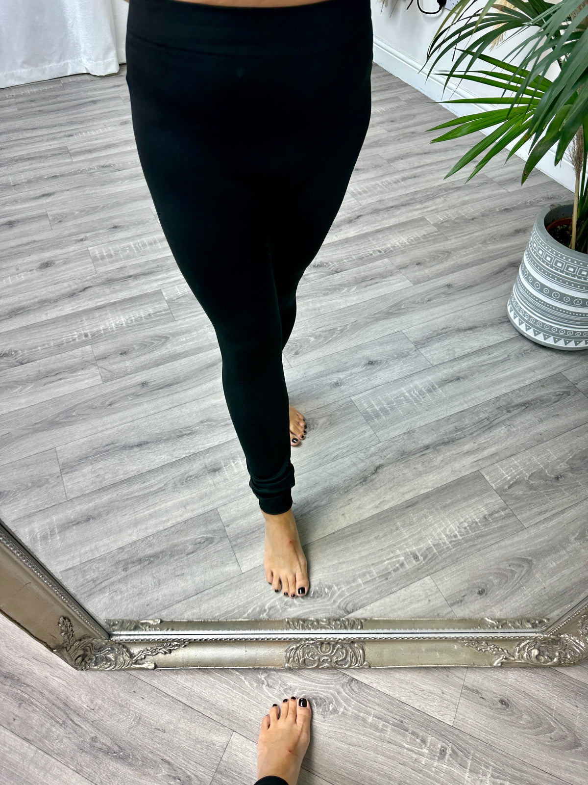 High Waist Basic Leggings - Black (sized)