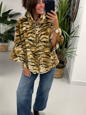 Tiger Cropped Sleeve Faux Fur