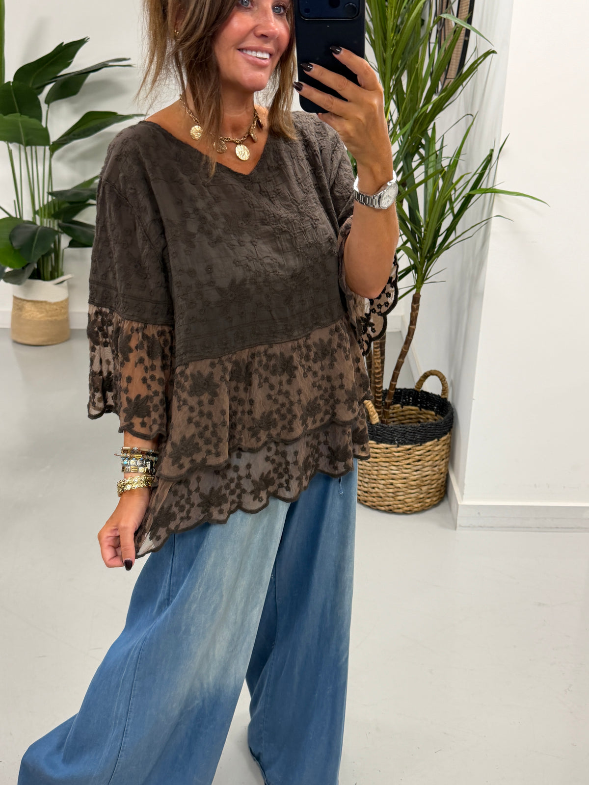 Seville Lace Tunic - Chocolate