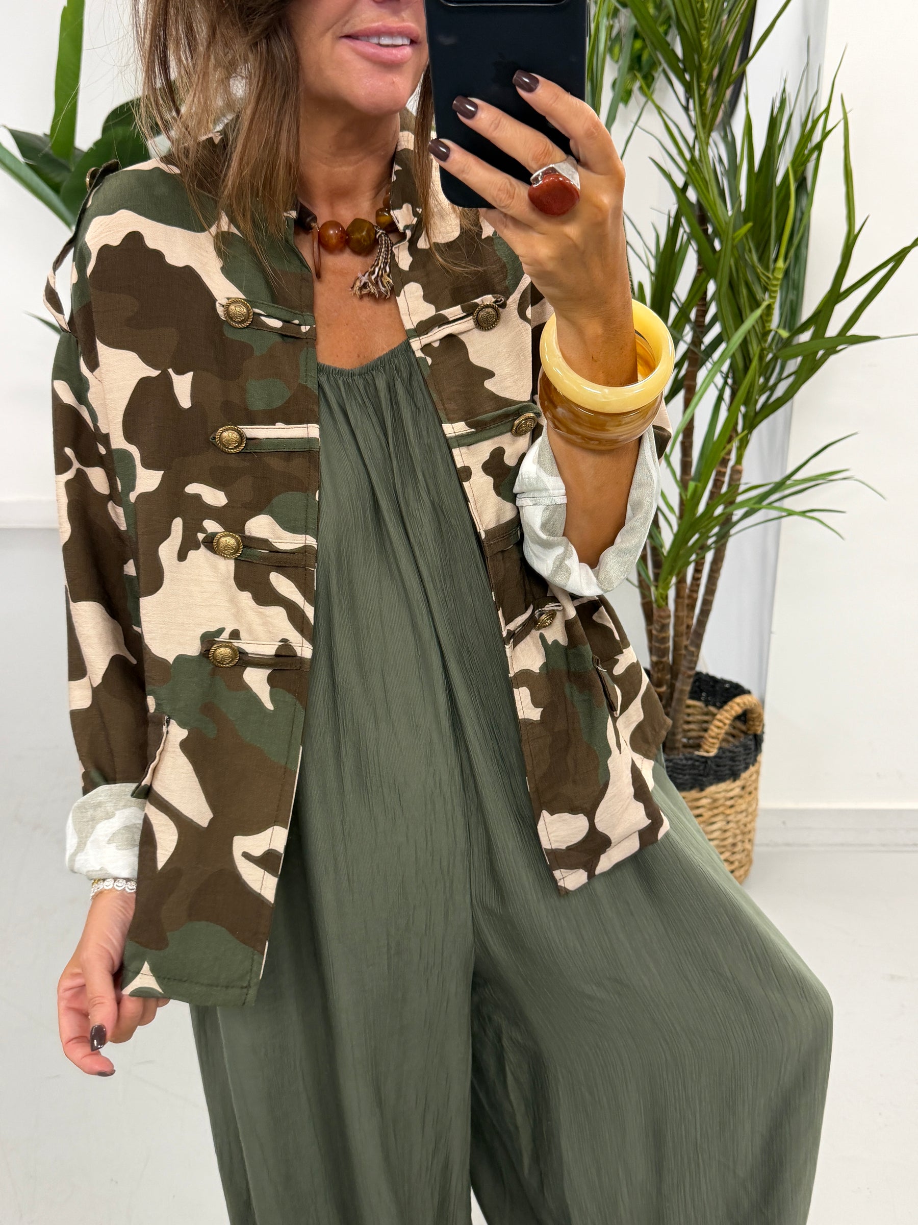 Camo Military Jacket Khaki/Chocolate