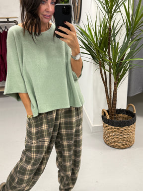 Gracie Crop Sleeve Knit - Mint Green