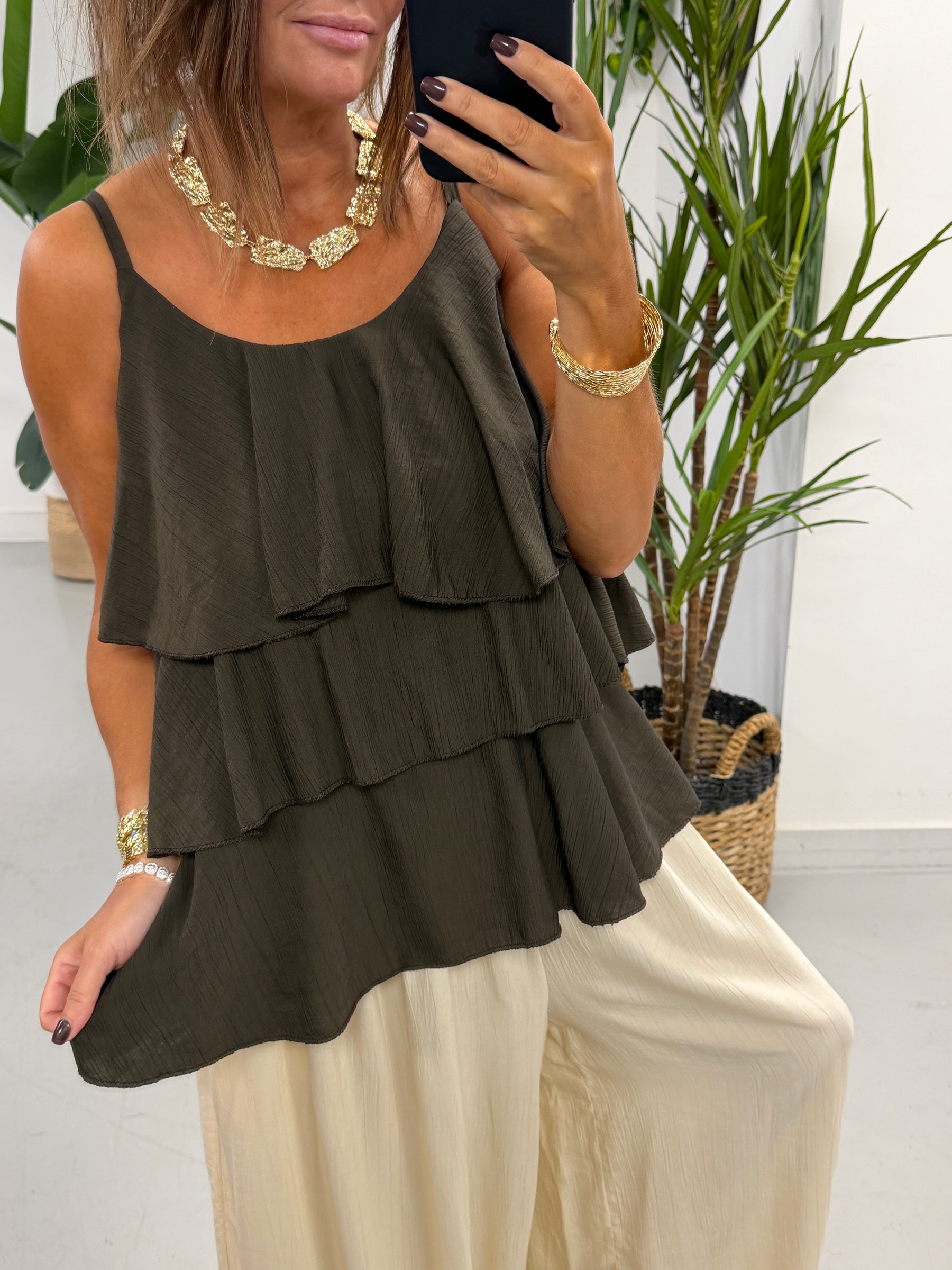 Crinkle Rara Top - Chocolate