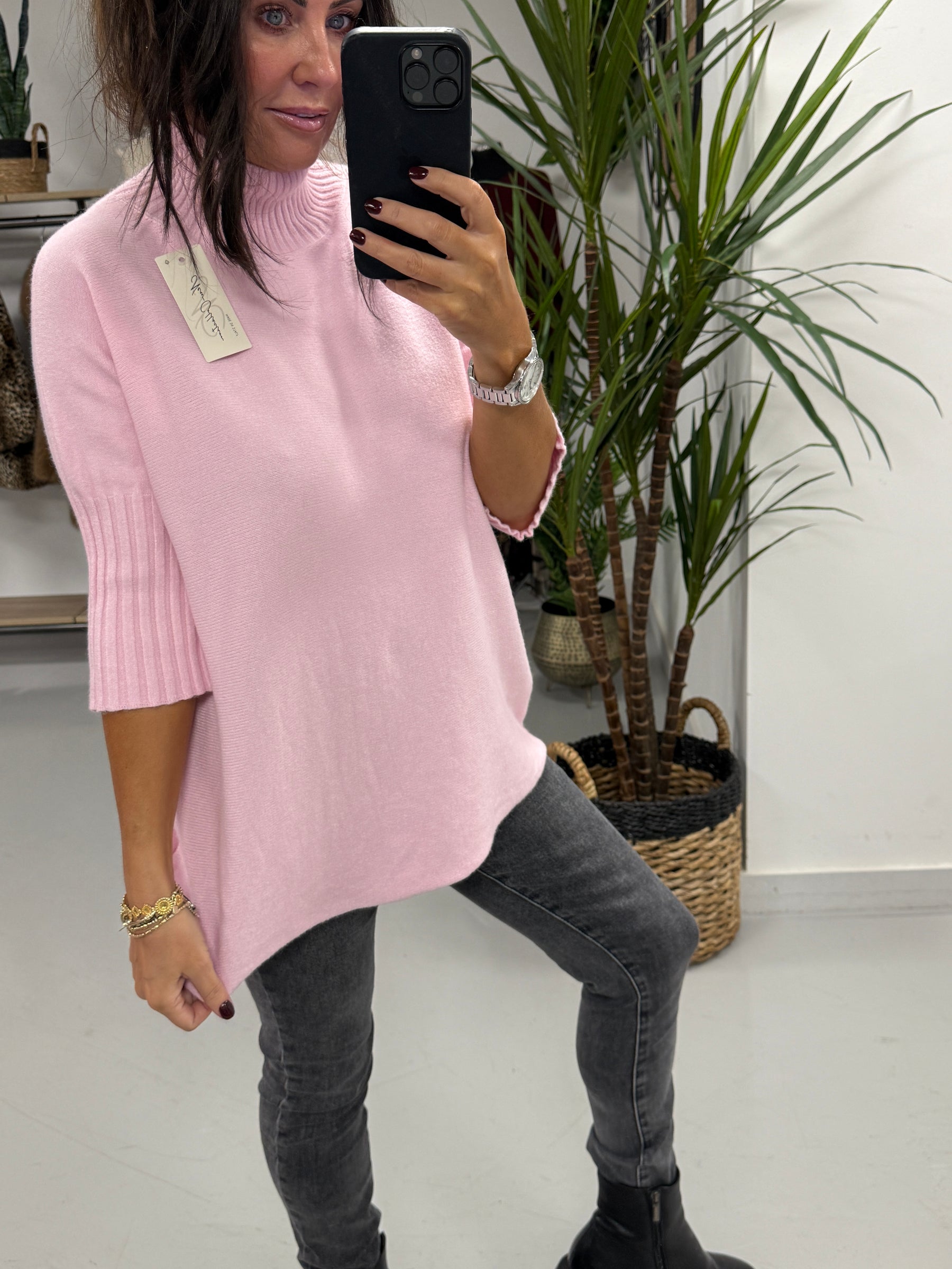Crop Sleeve Knit - Baby Pink