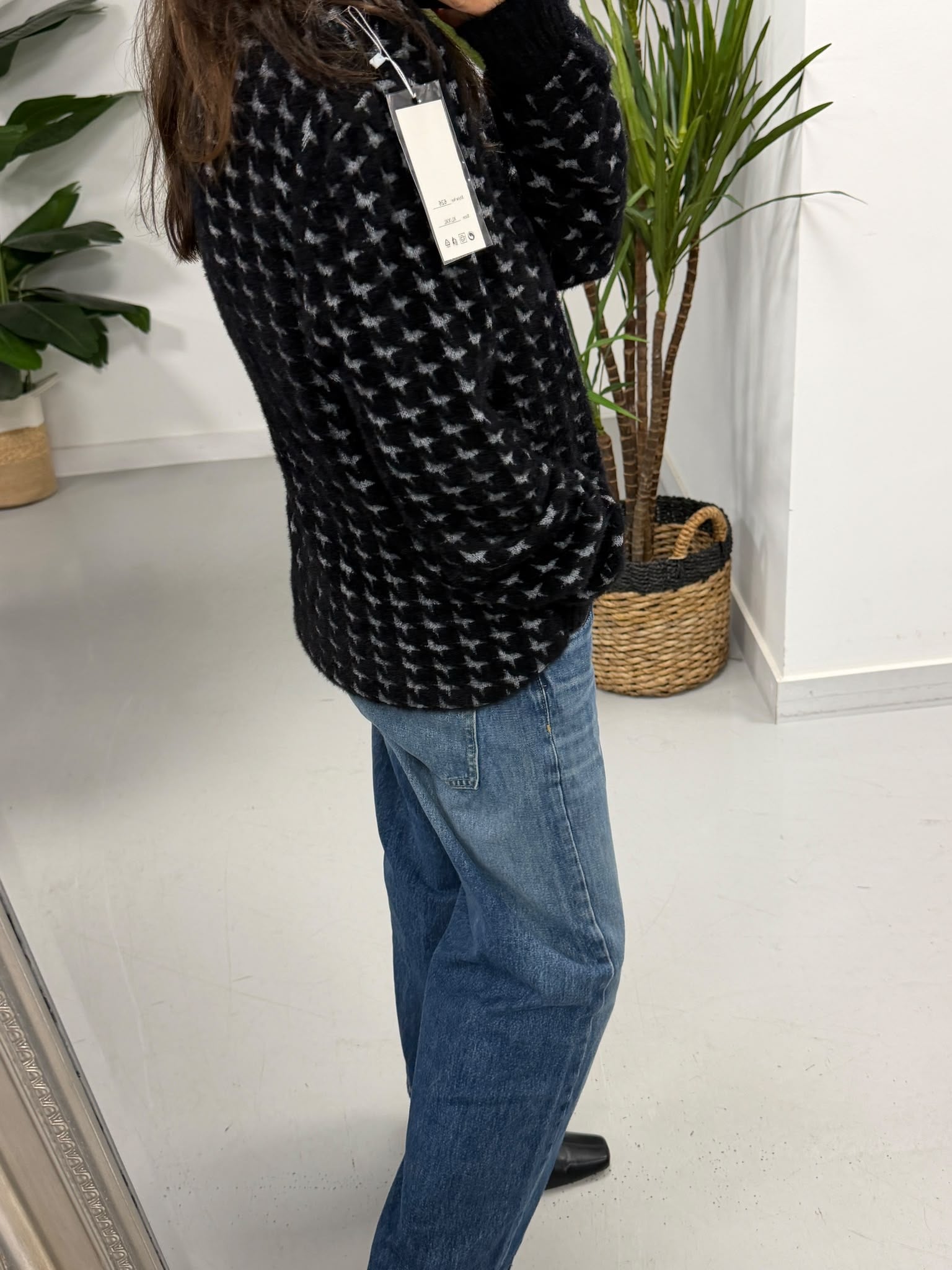 Super Soft Dogtooth Knit - Black