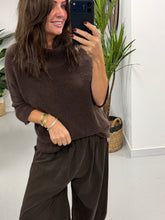 The Drift Ruffle Sleeve Knit -  Chocolate  (Size 10-16)