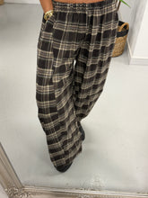The Clyde Plaid Barrel Trousers - Chocolate  (Size 12-16)