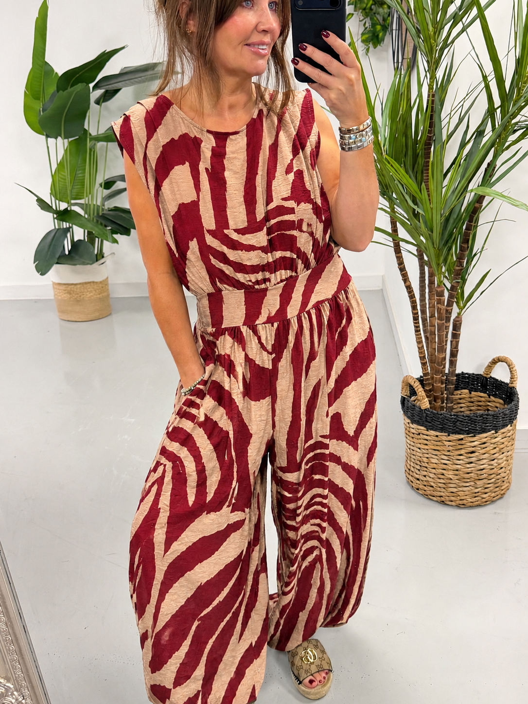 The Balloon Jumpsuit - Wine Zebra