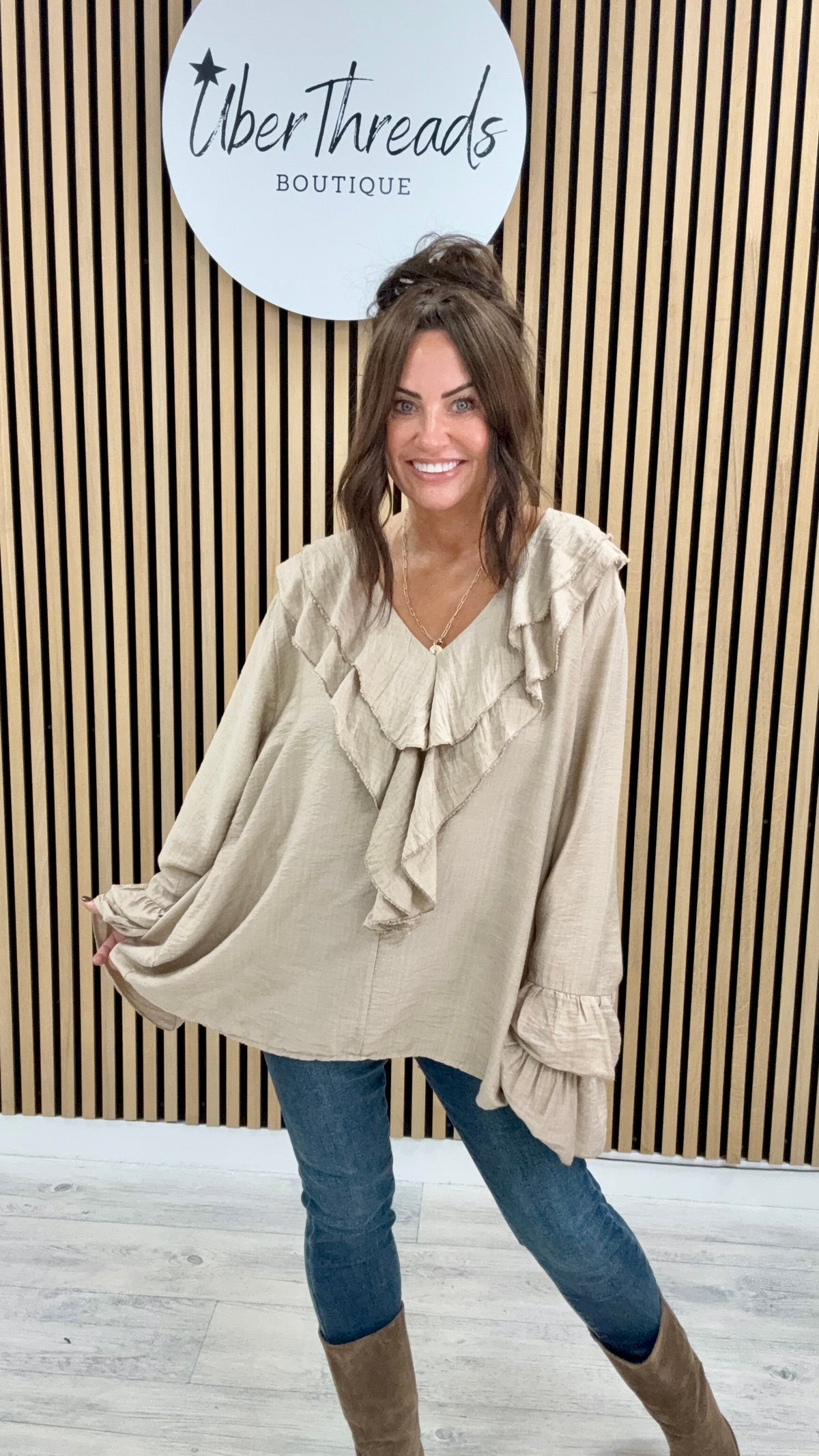 Amara Ruffle Tunic - Stone