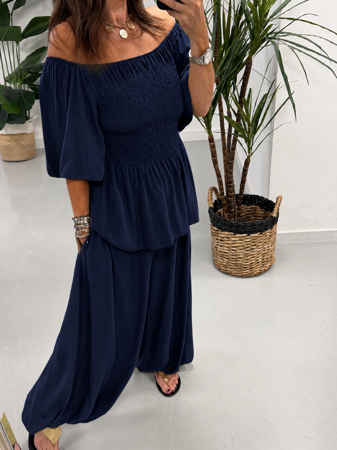 The LuLu Puff Sleeve Bardot - Navy