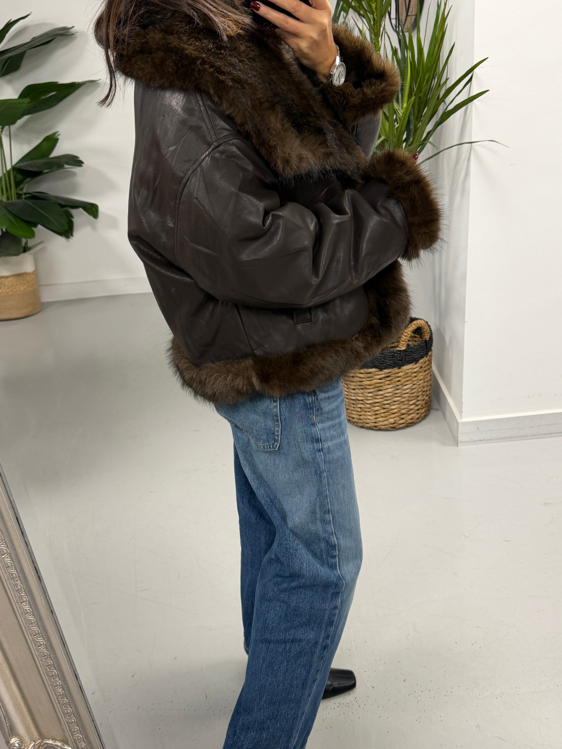 The Reversible PU/Faux Fur Jacket - Chocolate