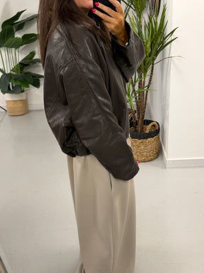 The Butter Soft Faux Leather  Bomber - Chocolate
