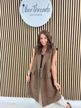 Longline Boucle Button Waistcoat - Chocolate
