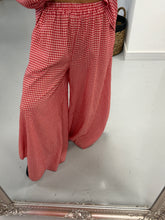 The Gingham Split Wide Leg Trousers - Red