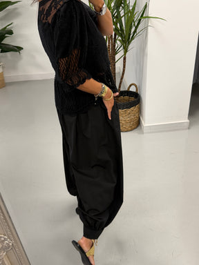 Lyra Lace Mesh Tunic - Black