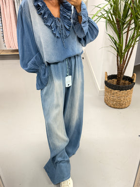 Deniably Denim - Wide Leg Trouser - Light Denim (Due in within the week)