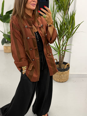 Bailey Wide Stripe Military Jacket - Rust