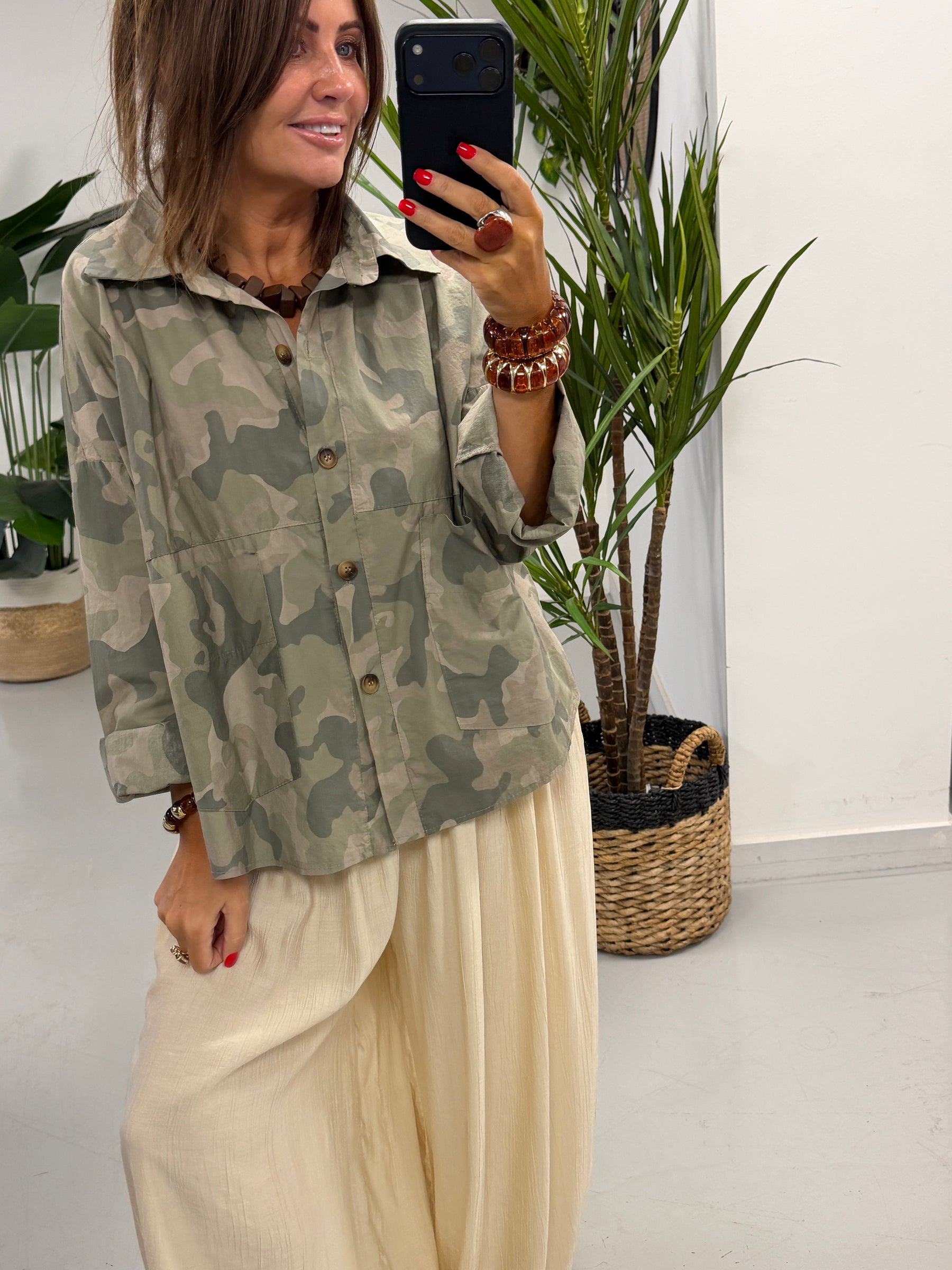 The Retro Camo Shacket - Light Khaki