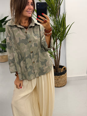 The Retro Camo Shacket - Light Khaki