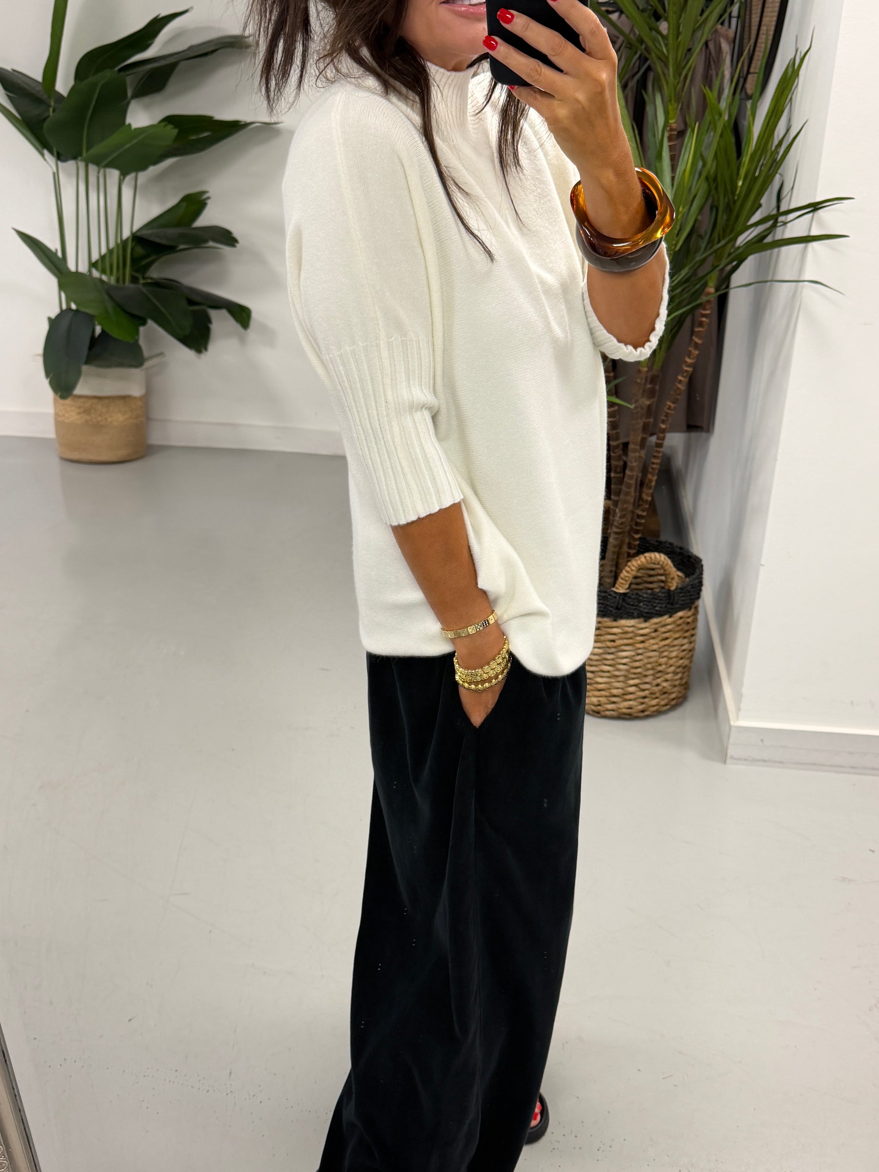Crop Sleeve Knit - Winter White