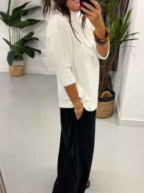Crop Sleeve Knit - Winter White