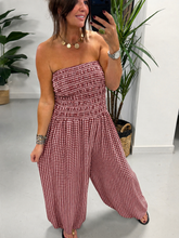 The Gingham Balloon Leg Jumpsuit - Plum