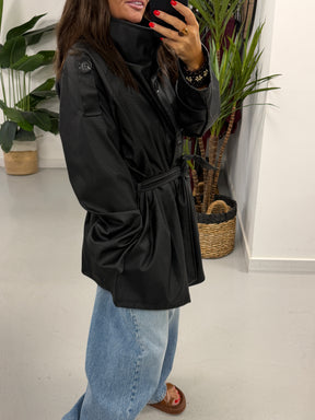 PRE ORDER Faux & Fierce PU Trench Jacket - Black