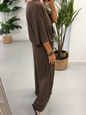 The Weekend Slouch Ribbed Co-Ord - Chocolate
