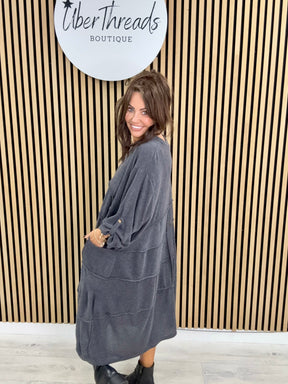 The Slouch Pocket Dress - Charcoal