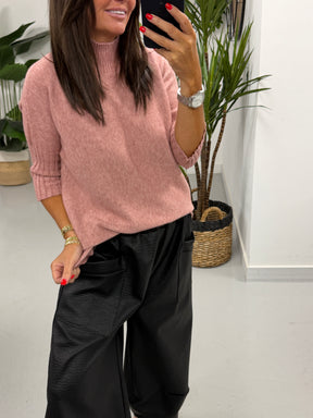 Crop Sleeve Knit - Blush