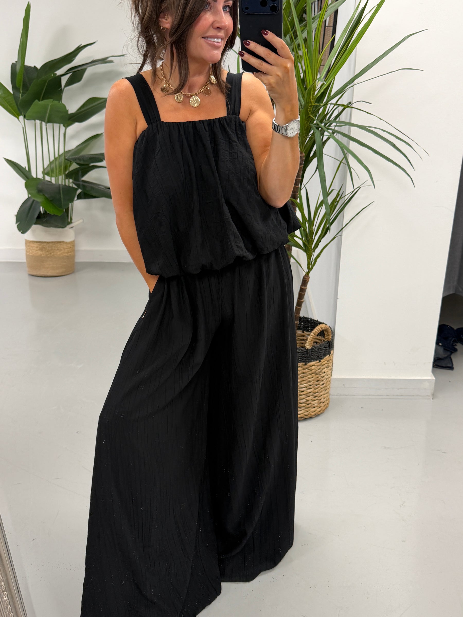 PRE ORDER Crinkle Inspired Co Ord  - Black