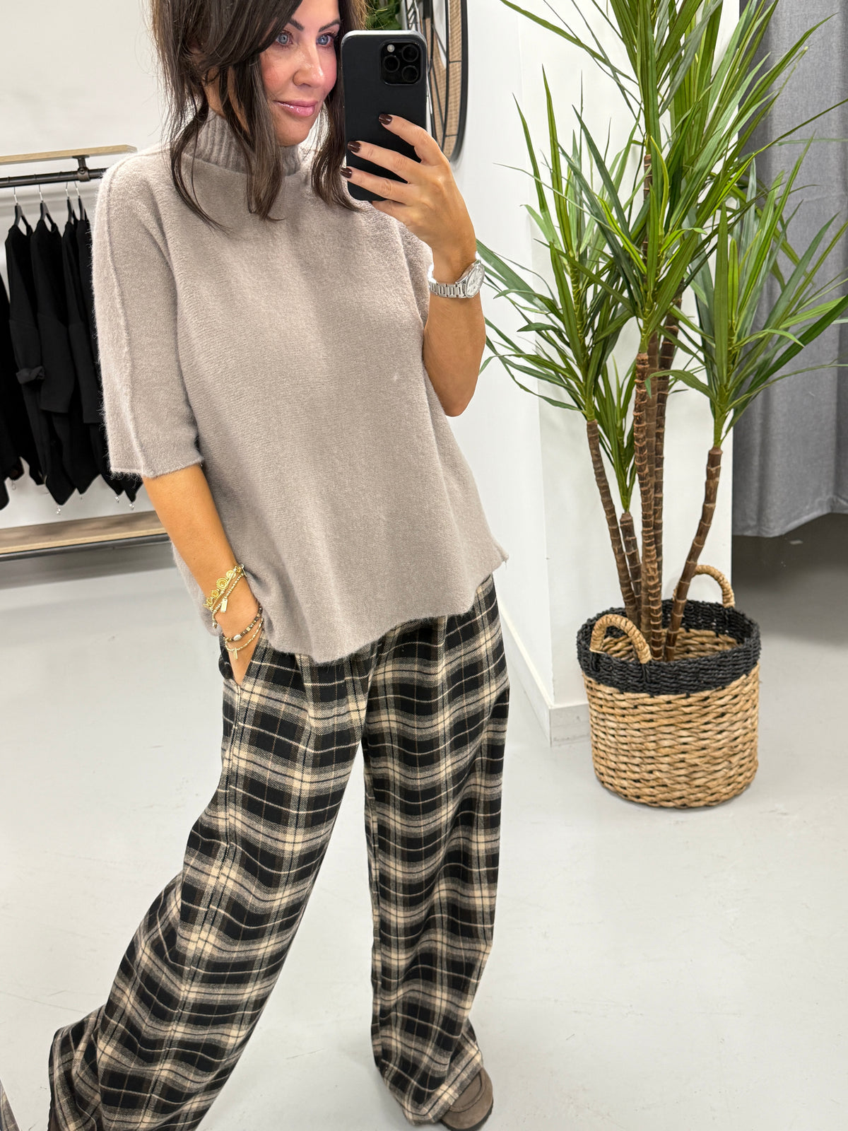 The Lachlan Straight Leg Check Trouser - Chocolate/Black