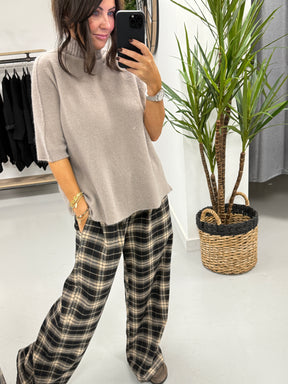 The Lachlan Straight Leg Check Trouser - Chocolate/Black