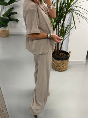 The Hallie Peplum Two Piece - Taupe