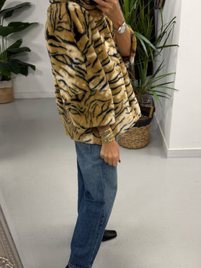 Tiger Cropped Sleeve Faux Fur